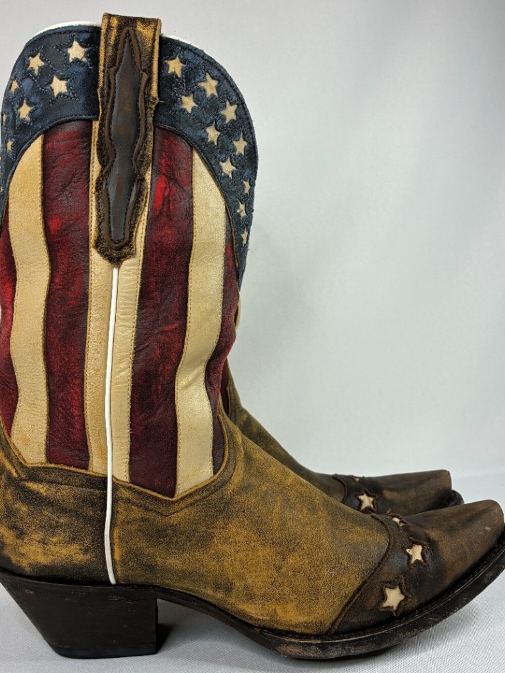 Dan Post Women's 10 Cowboy Boots 3586 Liberty American Flag Patriotic Snip Toe